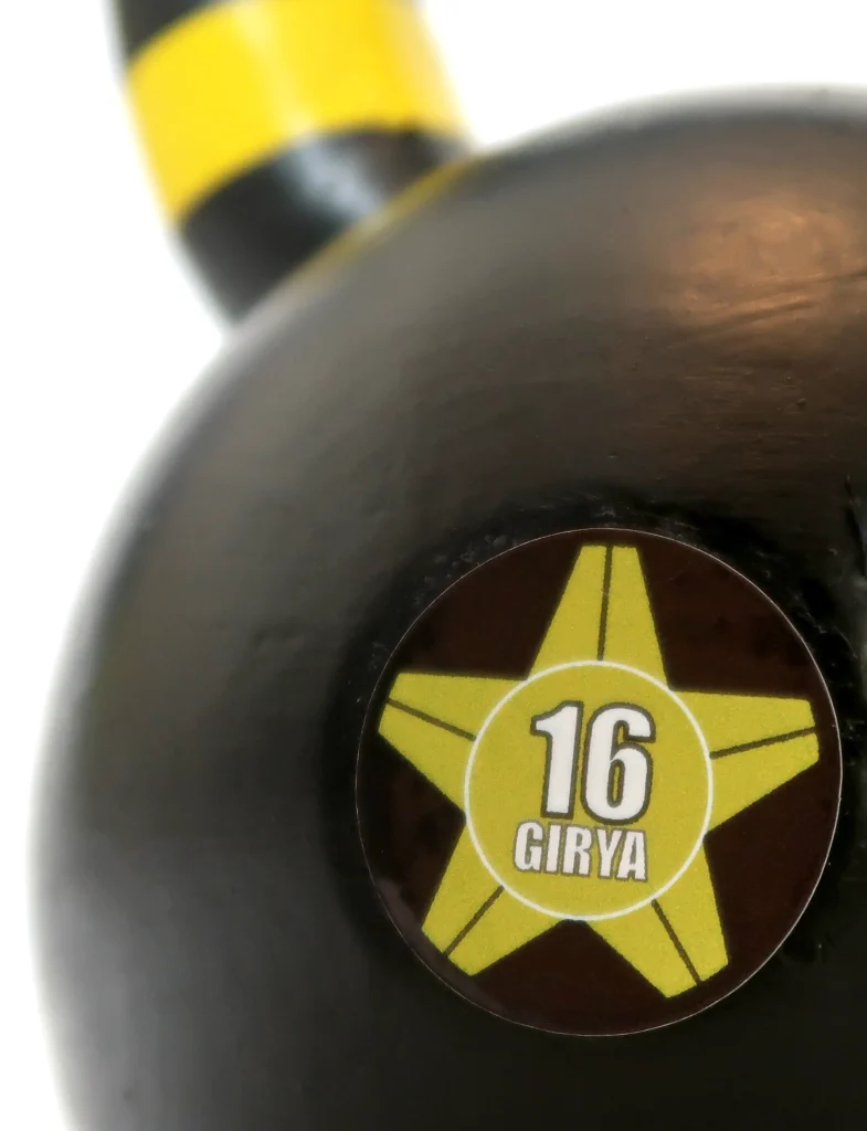 etiqueta de pesa rusa de 16 kg