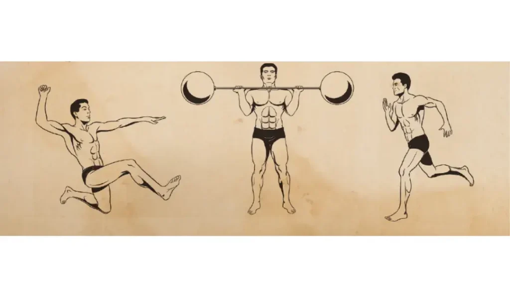 levantando pesas y corriendo