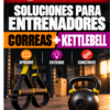 una kettlebell junto a una correa de suspension